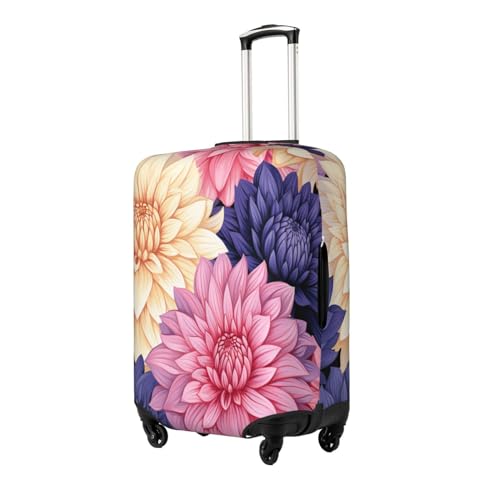 Travel Luggage Cover Elastic Suitcase Protector Washable Baggage Covers Fit For 25-28 Inch Luggage Colorful Dahlia Flower Floral Suitcase Cover L