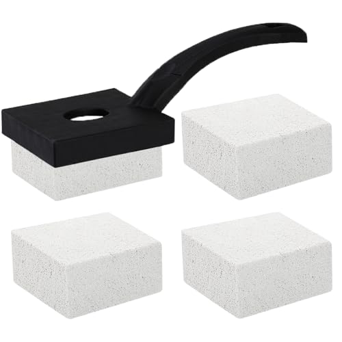 4 Pcs Pool Cleaning Pumice Stone with Long Handle, Pumice Stones Block for Swimming Pools, Spa, Bathroom, Kitchen Tile Remove Stains and Calcium Deposit (4)