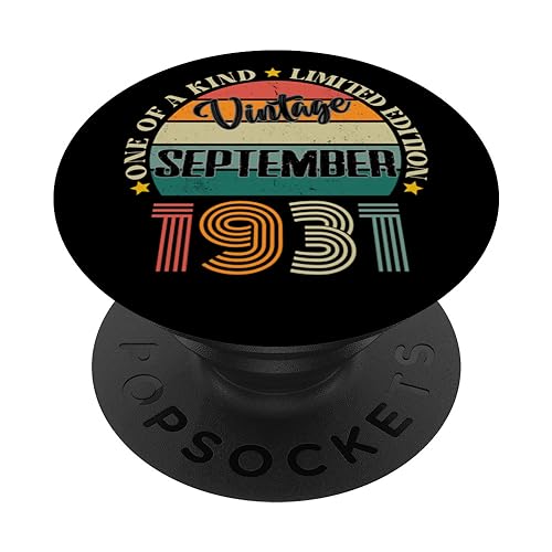 93 Años Vintage Septiembre 1931 93 Cumpleaños Retro PopSockets PopGrip Intercambiable