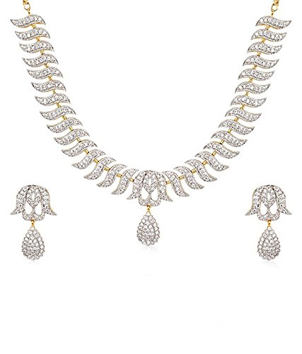 YouBella American Diamond Gold Plated Traditional Necklace Set for Women Jewellery Set with Earrings for Women (B07P5KZJMM) Amazon Price History, Amazon Price Tracker