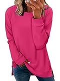 BETTE BOUTIK 3x plus size women sweatshirts long tunic sweatshirts tops zipper side slit non-hoodie tunics for women Rose 3X-Large