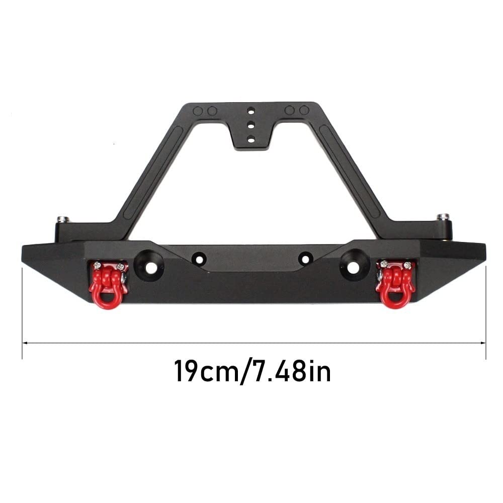 Pare-Chocs de Voiture RC, 1:10 avec 4 lumières LED Accessoire, Pare-Chocs Avant/ arrière en métal avec lumières LED pour Traxxax TRX-4 SCX10II 90046