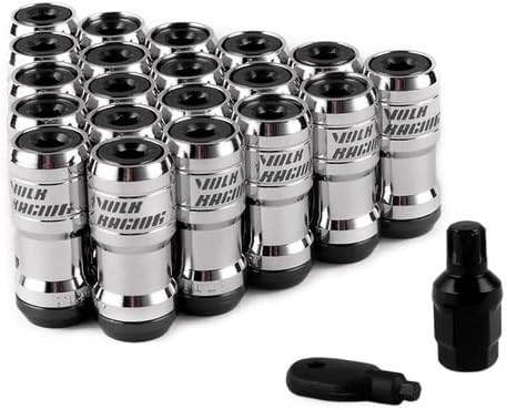 Volk Racing Concealed Heptagon Formula Steel Wheels Lock Lug Nuts Acorn Rim Close End M12x1.25 M12x1.5 Burning Blue 20Pcs/Set (Color : Black, Size : M12x1.25)