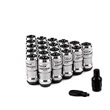 FURREN Volk Racing Concealed Heptagon Formula Steel Wheels Lock Lug Nuts Acorn Rim Close End M12x1.25 M12x1.5 Burning Blue 20Pcs/Set (Color : Black, Size : M12x1.5)