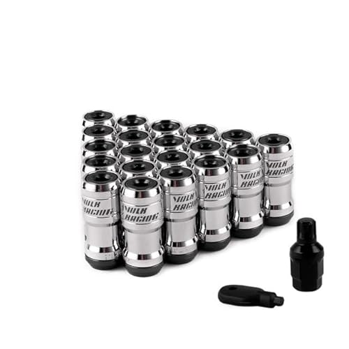 FURREN Volk Racing Concealed Heptagon Formula Steel Wheels Lock Lug Nuts Acorn Rim Close End M12x1.25 M12x1.5 Burning Blue 20Pcs/Set (Color : Black, Size : M12x1.5)