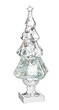 Beautiful LED Light Liquid Motion Glitter Christmas Tree | 14 Inches Tall | Premium Ornament | Water Globe | Battery Operated | Tabletop Sparkling Silver for Holiday Home and Office Décor
