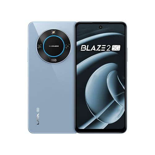 Image of Lava Blaze 2 5G (Glass Blue, 6GB RAM, 128GB Storage) | Stunning Ring Light | 50 MP AI Camera | 5000 mAh Battery | Upto 12 GB Expandable RAM | MediaTek Dimensity 6020 Processor | 18W Fast Charging