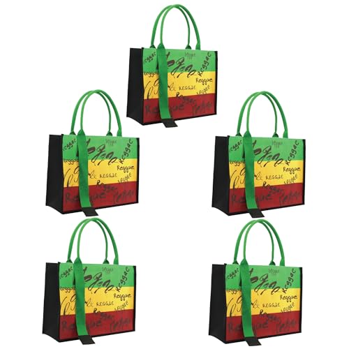 Image of Women's Canvas Tote Bag Waterproof Ribbon Beach Bag Jamaican Reggae Party Bag | Waterproof