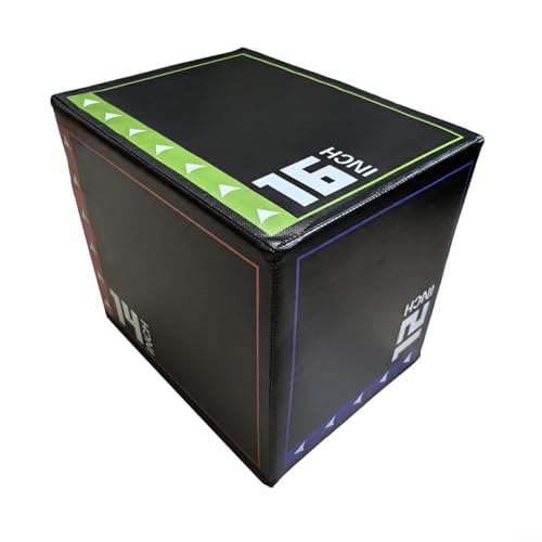 BildeeMait Caja de salto pliométrica de espuma suave 3 en 1 para gimnasio en casa, entrenamiento de fitness, alturas ajustables, cubierta de PVC de alta densidad que absorbe los golpes, salto de caja