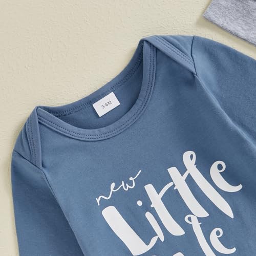 Little Dude Baby Boy Outfit Newborn Coming Home Clothes Infant Long Sleeve Romper Bodysuit Shirt Top And Pants Set3