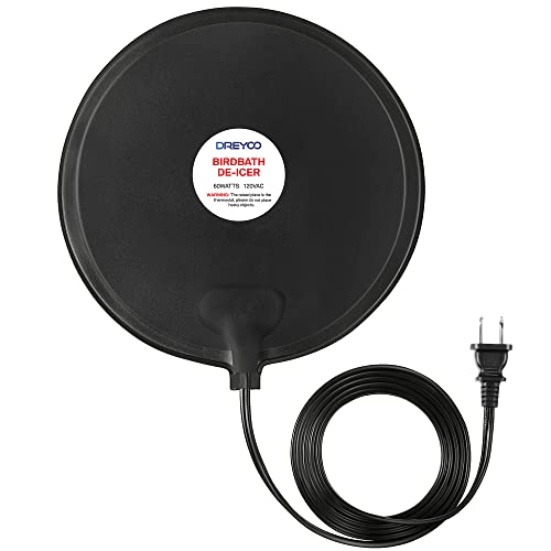 Dreyoo Bird Bath De Icer 60w Submergible De Icer Thermostatic Controlled Winter Water Heater Deicer for Bird Chicken Duck Farm Trough Design Patent Product (1 Pack)