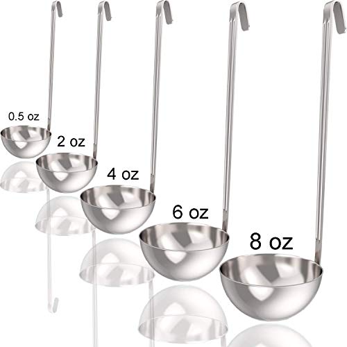 Soup Ladle and Ladle Spoon Set of 5 - Includes 0.5 oz, 2oz