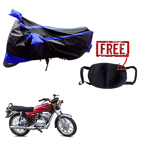 Image of Kandid Blue & Black Two Wheeler Bike Cover with Pollution Mask for Yamaha Rx100