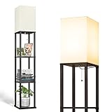 addlon LED Modern Shelf Floor Lamp with White Lamp Shade and LED Bulb - Display Floor Lamps with...