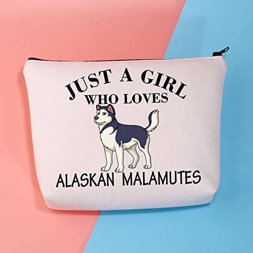 PLITI Alaskan Malamute Gift Alaskan Malamute Dog Mom Makeup Bag Just a Girl Who Loves Alaskan Malamutes Travel Pouch (Girl Loves Malamutes) - Image 3