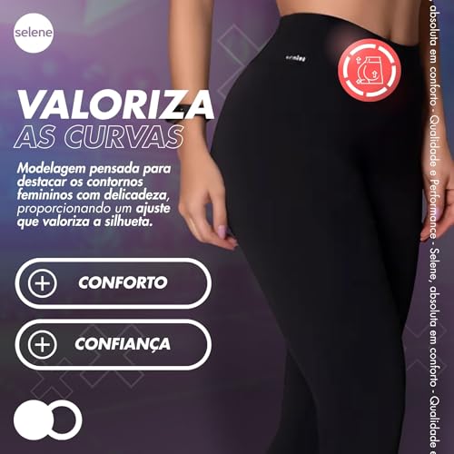 SELENE Calça Legging Flare Poliamida Zero Transparência Fit, Preto, P