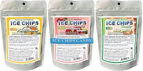 Ice Chips Xylitol Candy Mints 3 Pack: Pina Colada, Strawberry Daiquiri & Margarita; 2 Oz each, includes Band