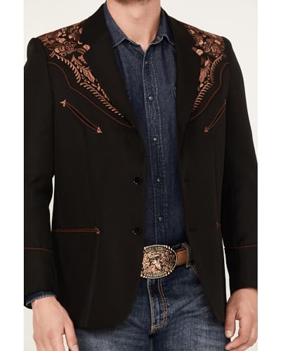 Scully Men's Gunfighter Embroidered Sportcoat Black 46 LNG US3
