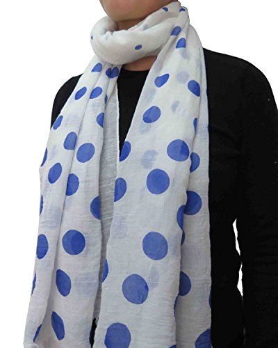 Lina & Lily Polka Dot Print Frayed Long Scarf for Women Lightweight2