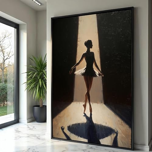 Lienzo de silueta de bailarina para un salon elegante con estetica de arte mural de danza