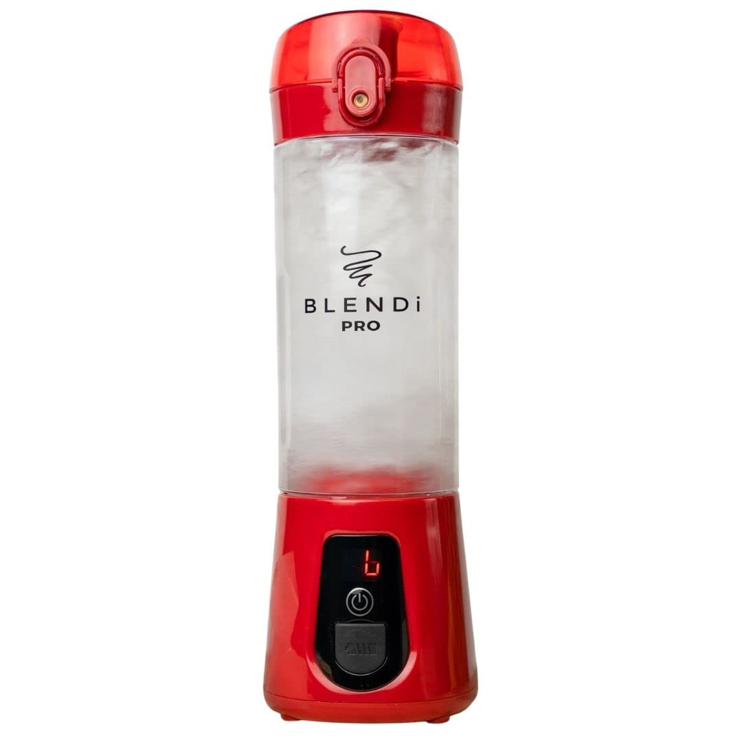 Blendi- Pro Plus Cordless Portable 17.5 Oz Rechargeable Blender Crush Ice, Slash Fruit, Blend Sports Powders Anywhere 6 Stainless Steel Blades Powdered by 120W Camping, Tailgating (Red)
