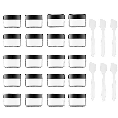 Toureal 15ml kleine Cremedose Leer (20 Stück) Kosmetikdose Plastik, Creme Dose Behälter für Kosmetik Tiegel (Schwarz, mit Deckel)