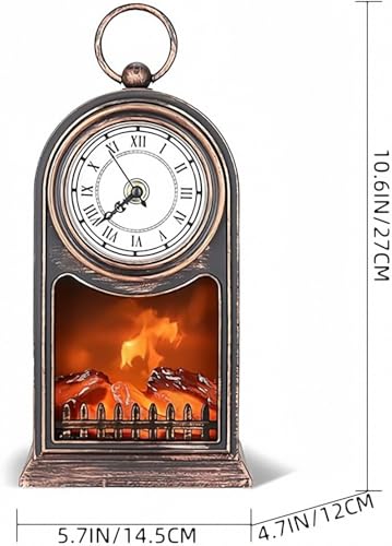 Image of Ulalaza Small Cozy Fireplace Lantern Traditional Realistic Log Wood Burning Flame Effect Ligh LED Charcoal Style Table LampFor Indoor & Outdoor Use