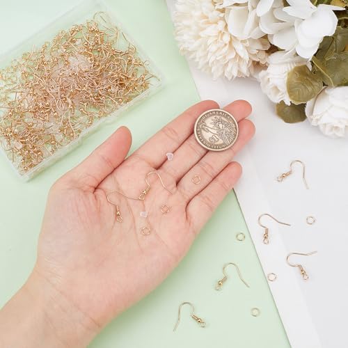 SOFPLATE 1 Box 150Pcs Real 18K Gold Plated Earring Wires Stainless Steel Earring Hooks Bulk French Fish Hook Accessories with Ear Nuts and Jump Rings Ball Dot for Jewellery Making Supplies - Image 3