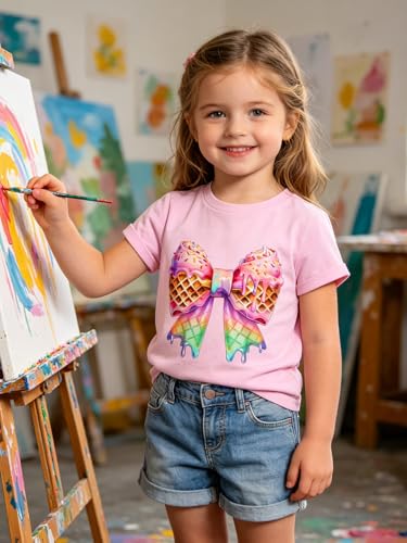 Image of Funnycokid Little Girls T Shirt for Toddler 3-7 Years Kids Tee Graphic Short Sleeve Clothes Tops