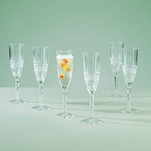 RCR 26968020006 Brillante Champagne Flutes, 185 ml, Set of 6 Elegant Clear Crystal Prosecco Glasses, Dishwasher Safe, Perfect for Birthdays, New Homeowners, Weddings, Anniversary, Events & Occasions