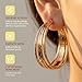 Gold-Plated Copper Large Hoop Earrings - Textured Multi-Layer Fashion Earrings for Daily & Party Wear