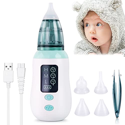 Nasensauger Baby Elektrisch, Elektrischer Nasensauger Baby, USB wiederaufladbarer Ohrenschmalz-Entferner mit 4 Silikon-Rotzsaugerdüsen für Säuglinge und Kleinkinder