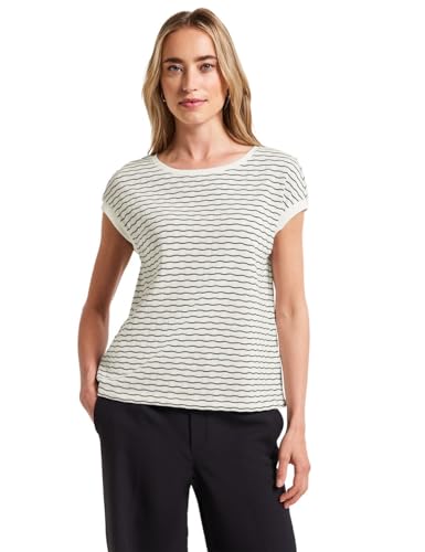 T-Shirt à Rayures Ondulées Femme Anti-Transpiration en Coton Doux