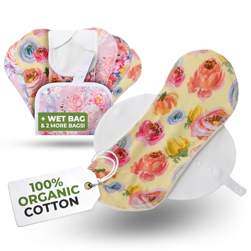 Image of Organic Cotton Reusable Panty Liners for Women & Teens (Small 7-Pack) - 100% Breathable & High-Temp Washable Cloth Panty Liners for Vaginal Discharge only - Gentle on Skin, Stay Fresh & Dry Daily