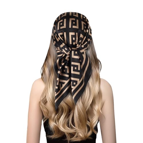EXTREE 100% Pure Mulberry Silk Scarf Fashion Hair for Women Scarf Lightweight Square Neckerchief 27.5× 27.5 inches