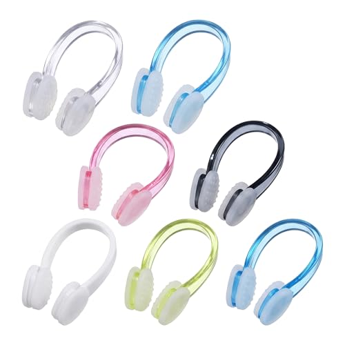 Evherv 7PCS Swimming Nose Clips, Waterproof Silicone Nose Plugs for Swimming, Diving and Water Sports, Soft Reusable Nose Clamp