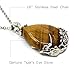 KISSPAT Teardrop Tigers Eye Pendant Semi-precious Gemstone Necklace on 20
