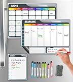 SKYCROO ® Calendrier Magnetique Frigo Blanc x3 + Accessoires - Planificateur Hebdomadaire + Mensuel + Mémo Aimanté Tableau Magnétique Planning Semaine Organisateur Familial Planner Semainier Tableaux