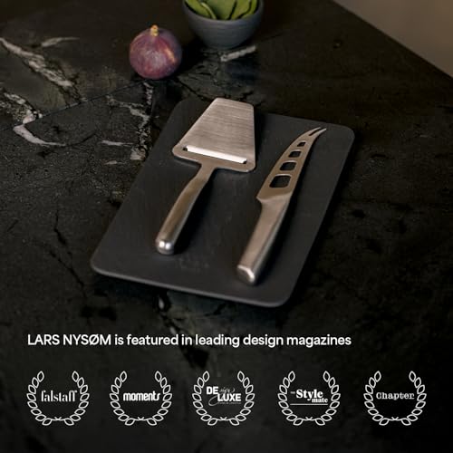 Image of LARS NYSOM Cheese Slicer and Knife Set 2 pcs. I Cheese Knife Set & Cutter Made of Stainless Steel (Carbon Black)