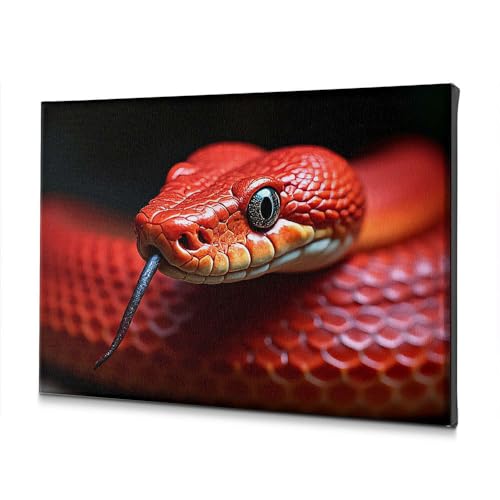 Tableau sur toile rustique serpent rouge déco murale salon moderne 40 x 60 cm