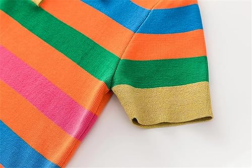 Women's Summer Striped Skirts Set Turn-Down Collar Button Tops+Elastic Waist Half Skirt Two-Piece Set3