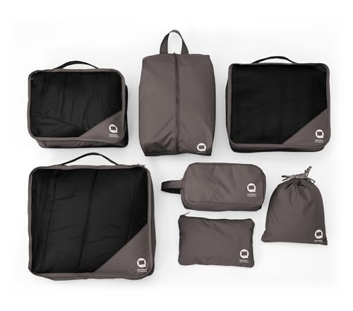 Hauptstadtkoffer - Packhilfe Organizer-Set 7 tlg. Koffer-Packtaschen RipStop wasserfest Suitcase Packing Bags for Travel Packwürfel Backpacking, Graphite