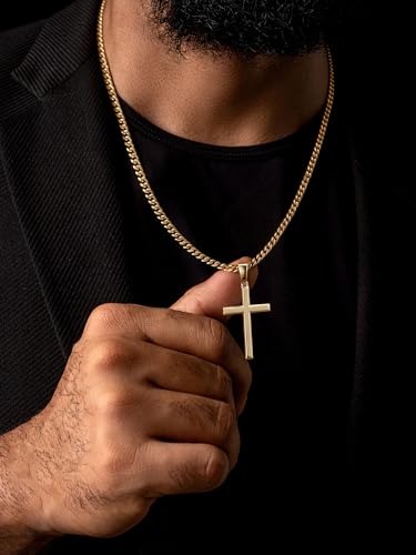 Image of SWEETV 18K Gold Cross Necklace for Men, 925 Sterling Silver Cross Pendant