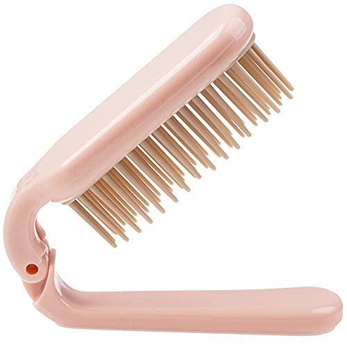 Mxue Portable Anti Static Soft Tooth Travel Folding Hair Comb Straight Hair Brush Hair Massage Comb Detangling Hair for Women Mens,7.2x1.2inchinch(pink)