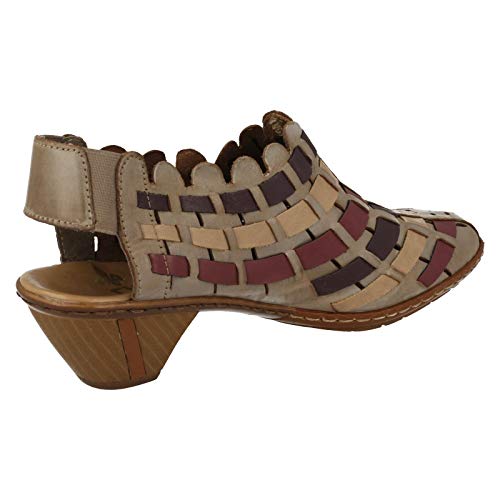 Image of Rieker 46778 Sina Women's Heels - Sling-Backs, Leather Upper, Hand-Woven Design, Anti-Stress Comfort, Flexible Sole, Secure Fit, and Timeless Everyday Style