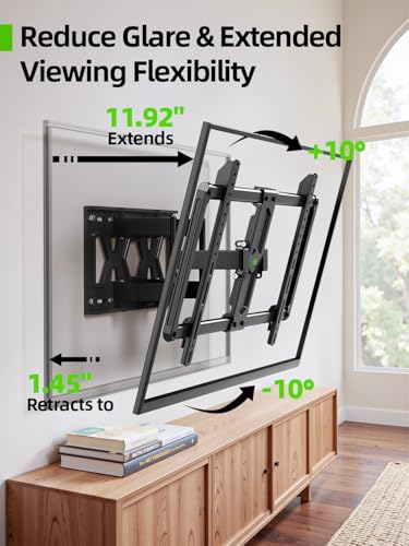 Image of USX MOUNT Ultra Slim TV Wall Mount for Most 37-90 inch Television, Full Motion TV Mount Dual Swivel Articulating Tilt 6 Arms, Up to 120lbs, VESA 600x400mm, Max 16 inch Wood Studs, XML612-K