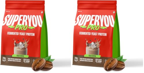 Image of Superyou Pro Fermented Yeast Protein Isolate 1kg | 24g Protein| Cold Coffee | Higher Absorption than Plant Protein | Superior Muscle Recovery | Gut Friendly | Vegan Protein | PDCAAS of 1 (Pack of 2)
