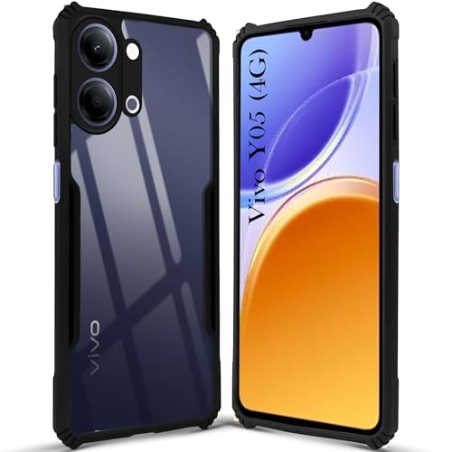 Image of Jkobi Hybrid Back Cover Case for Vivo Y05 4G (Shockproof with Polycarbonate Clear Panel | Professional Black)
