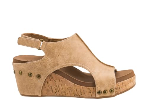 Image of Corkys Footwear Womens Carley Wedges, Featuring Corkys EVA Foam Cushioned Insoles, A 2.5 Inch Heel, Lightweight For All Day Wear, And Hook And Loop Closure