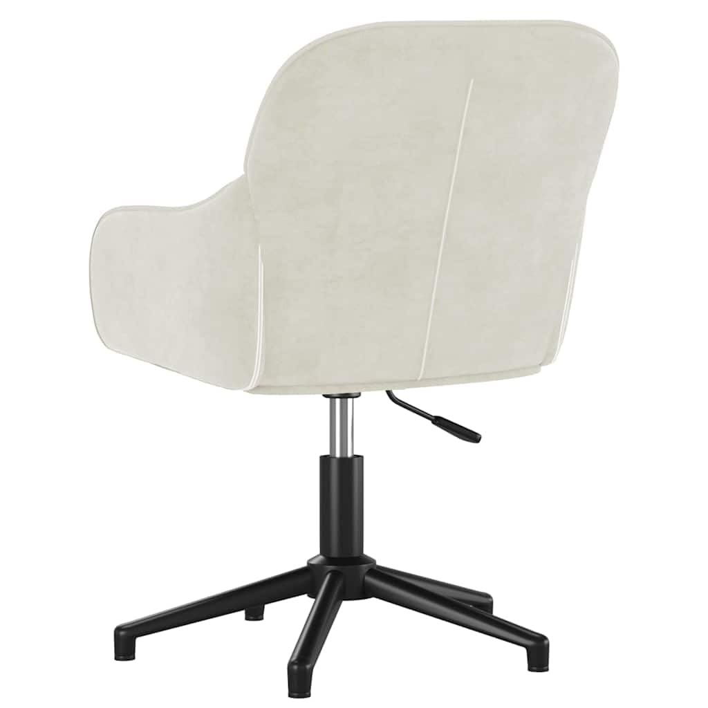 Krzesło biurowe obrotowe, kremowe, aksamitne, z regulacją wysokości i podłokietnikami, 56 x 61,5 x 72-80 cm, obracane o 360 stopni, ergonomiczne krzesło biurowe, do domowego biura i biura